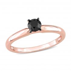 1/2ct Round Black Diamond Rose Gold Solitaire Engagement Ring
