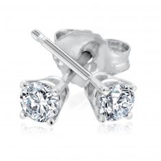 1/4ctw Round Diamond Solitaire White Gold Stud Earrings | Classic