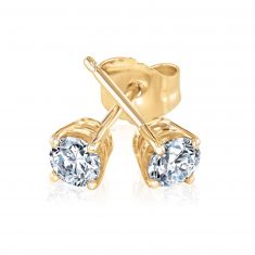 1/3ctw Round Diamond Solitaire Yellow Gold Stud Earrings