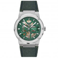 Salvatore Ferragamo F-80 Skeleton Limited Edition Green Polyester Strap Watch | 41mm | SFCX00722