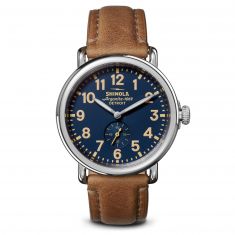 Shinola The Runwell Navy Dial and Brown Leather Strap Watch | 41mm | S0120250580