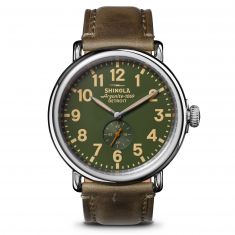 Shinola The Runwell Olive Dial and Brown Leather Strap Watch | 47mm | S0120250579