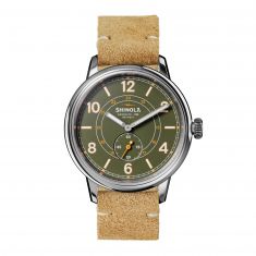 Shinola The Traveler Subsecond Green Dial and Brown Leather Strap Watch | 42mm | S0120247329