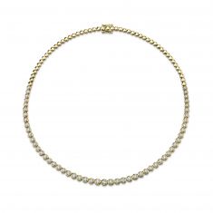 Shy Creation Yellow Gold Diamond Tennis Necklace 3 1/2ctw