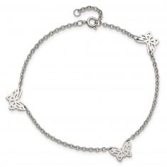 Stainless Steel Butterfly Dangle Charm Anklet