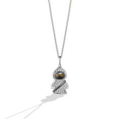 Star Wars™ Fine Jewelry Jawa 1/10ctw Diamond and Citrine Sterling Silver Pendant Necklace | Galactic Beings
