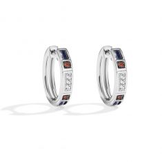 Star Wars™ Fine Jewelry R2-D2 1/15ctw Diamond, Created Blue Sapphire, and Garnet Sterling Silver Hoop Earrings | Friendship