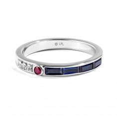 Star Wars™ Fine Jewelry R2-D2 Blue Sapphire, Garnet, and Diamond Accent White Gold Ring | Friendship