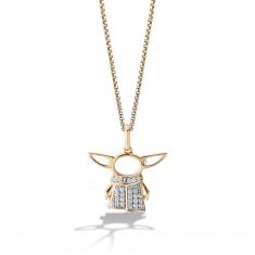 Star Wars™ Fine Jewelry Grogu Baby Yoda 1/10ctw Diamond Yellow Gold Pendant Necklace | The Mandalorian
