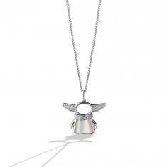 Star Wars™ Fine Jewelry Grogu Baby Yoda Mother-of-Pearl and 1/10ctw Diamond Sterling Silver Pendant Necklace | The Mandalorian