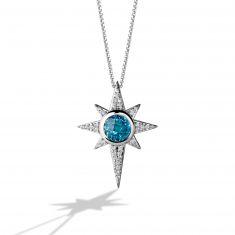 Star Wars™ Fine Jewelry Kyber Crystal Radiance Swiss Blue Topaz and 1/3ctw Diamond Sterling Silver Pendant Necklace | Into The Galaxy