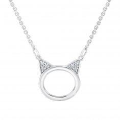 Sterling Silver Diamond Accent Cat Necklace