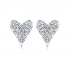 Sterling Silver Diamond Heart Stud Earrings 1/10ctw