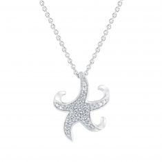 Sterling Silver One Sided Ocean Nautical Starfish Necklace 