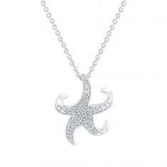 Sterling Silver One Sided Ocean Nautical Starfish Necklace Sterling Silver One Sided Ocean Nautical Starfish Necklace