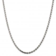 Sterling Silver Solid Diamond-Cut Rope Chain Necklace | 3mm