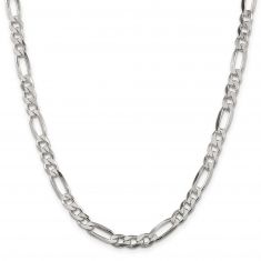 Sterling Silver Solid Figaro Chain Necklace | 6.75mm | 24 Inches