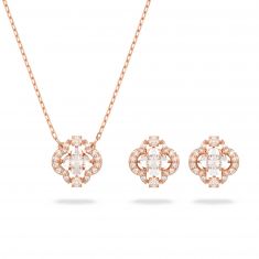 Swarovski Crystal and Zirconia Sparkling Dance Rose Gold-Tone Necklace and Earrings Set