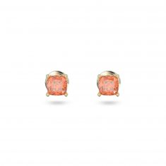 Swarovski Crystal and Zirconia Stilla Gold-Tone Plated Orange Cushion-Cut Stud Earrings