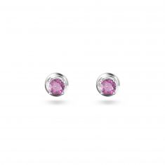 Swarovski Crystal and Zirconia Stilla Rhodium-Plated Round-Cut Purple Stud Earrings