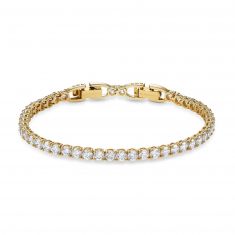 Swarovski Crystal Deluxe White Round Gold-Tone Tennis Bracelet Swarovski Crystal Deluxe White Round Gold-Tone Tennis Bracelet