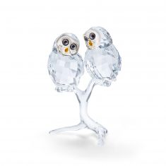Swarovski Crystal Feathered Beauties Owl Couple Figurine
