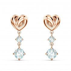Swarovski Crystal Lifelong Heart Rose Gold-Tone Drop Earrings