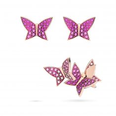 Swarovski Crystal Lilia Rose Gold-Tone Butterfly Stud Earrings Set