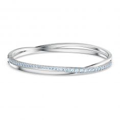 Swarovski Crystal Twist Rows Bangle Bracelet, Blue