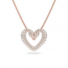 Swarovski Crystal Una Heart Pendant Necklace | White Crystal | Rose Gold-Tone Plated