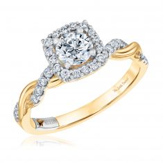 The Little Prince® 7/8ctw Round Diamond Halo Twist Two-Tone Engagement Ring