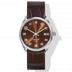 Tom Ford Large 002 Stainless Steel Case with Brown Alligator Strap Watch | 40mm | TF0120187641
