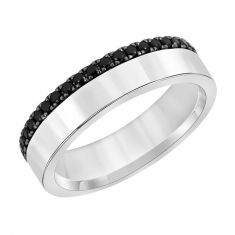 Treated Black Diamond White Gold Asymmetrical Eternity Couples' Wedding Band | 5mm | ONE Collection