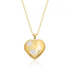 Arthwick Store Illustration of Floral Elements Within a Heart Pendant Necklace