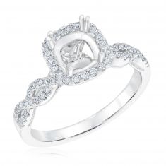 1/3ctw Diamond Halo Mounting White Gold Engagement Ring Setting