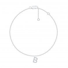 White Gold Diamond Initial B Bracelet 1/15ctw