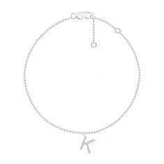 White Gold Diamond Initial K Bracelet 1/20ctw