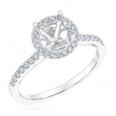1/3ctw Diamond Round Halo Mounting White Gold Engagement Ring Setting