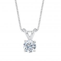 White Gold Round Diamond Solitaire Pendant Necklace 1/2ct