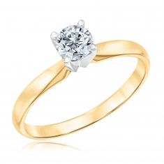 Yellow Gold Classic Round Diamond Solitaire Engagement Ring 1/2ct