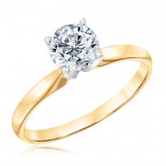 1ct Round Diamond Yellow Gold Solitaire Engagement Ring | Classic