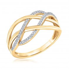 Yellow Gold Diamond Multi-Row Swirl Fashion Ring 1/10ctw