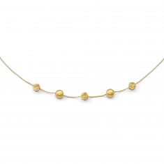 Yellow Gold Polished and Diamond Cut Ball Station Necklace
