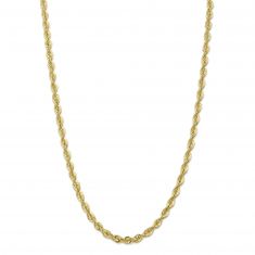 Yellow Gold Rope Chain Necklace 6mm, 22 Inches