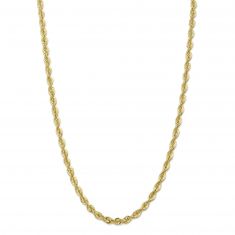 Yellow Gold Rope Chain Necklace 6mm, 22 