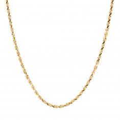 Yellow Gold Solid Diamond-Cut Rope Chain Necklace | 4mm