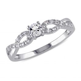 Rose Pink Sterling Silver Morganite White Sapphire /& Diamond Heart Infinity Ring