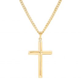 Men's Cross Pendant Necklace and Gold Plated Chain | REEDS Jewelers