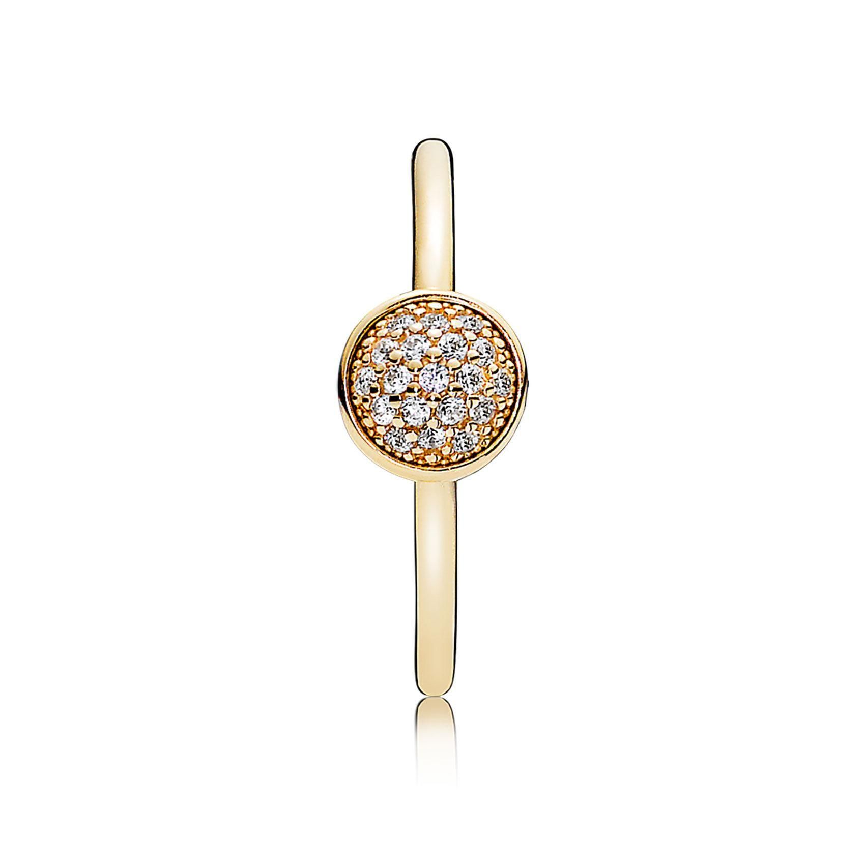 Genuine Pandora Gold Dazzling Droplet Ring, Clear CZ 54 ...