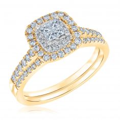 Ellaura Glow Multi-Top Princess Diamond Engagement and Wedding Ring ...